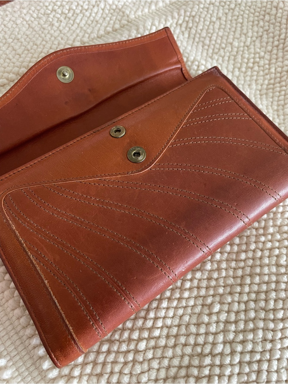 Vintage Lady Bosca Genuine Leather Envelope Wallet Clutch